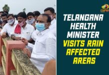 Eatala Rajender, Health Minister Visits Rain Affected Areas, heavy rains in telangana, Telangana, Telangana Floods Live Updates, Telangana Health Minister, Telangana Rains, telangana rains news, telangana rains updates