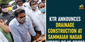 Drainage Construction At Sammaiah Nagar, GWMC Mayor Gunda Prakash Rao, KTR Announces Drainage Construction, KTR Announces Drainage Construction At Sammaiah Naga, KTR Visits Warangal, MAUD Principal Secretary Aravind Kumar, Sammaiah Naga, Warangal Floods, warangal news, Warangal Rains