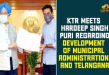 Delhi, KT Rama Rao meets Union Minister Hardeep Puri, KTR, KTR Delhi Tour, KTR meets aviation minister Hardeep Singh, KTR meets Union Minister on central funds, Minister KTR Meets Unioin Minister, Minister KTR Meets Unioin Minister Hardeep Singh, Revive Warangal airport, Unioin Minister Hardeep Singh Puri