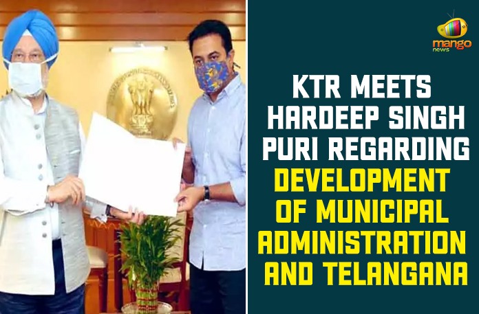 IMG-20200824-WA0015 Delhi, KT Rama Rao meets Union Minister Hardeep Puri, KTR, KTR Delhi Tour, KTR meets aviation minister Hardeep Singh, KTR meets Union Minister on central funds, Minister KTR Meets Unioin Minister, Minister KTR Meets Unioin Minister Hardeep Singh, Revive Warangal airport, Unioin Minister Hardeep Singh Puri