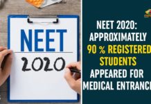Approximately 90 % Registered Students Appeared For Medical Entrance, JEE And NEET Examination Issue, National Entrance cum Eligibility Test, NEET, NEET 2020, NEET 2020 exam, NEET 2020 Exam Date, NEET Entrance Exams, NEET Entrance Exams 2020, NEET Entrance Exams 2020 Amid COVID-19, NEET examination
