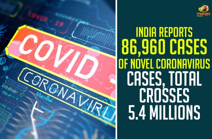 India Reports 86,960 Cases Of Novel Coronavirus Cases, Total Crosses 5.4 Millions