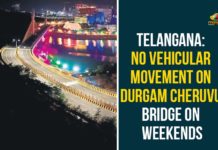 Cable-stayed bridge for walkers on weekends, Durgam Cheruvu bridge closed for vehicle traffic, Durgam Cheruvu bridge closed for vehicle traffic on weekends, Durgam Cheruvu bridge to be traffic-free at nights, Durgam Cheruvu Cable Bridge, No Entry For Vehicles on Durgam Cheruvu Cable Bridge, No vehicles on cable bridge on weekends, vehicles no entry to cable bridge, Vehicles on Durgam Cheruvu Cable Bridge During Weekends