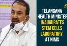 Eatala Rajender inaugurates stem cells laboratory, Etala Rajender, Etala Rajender Inaugurates Stem Cells Lab, Etala Rajender Inaugurates Stem Cells Lab in NIMS Hospital, Minister Etala Rajender, NIMS Hospital, Stem Cells Lab in NIMS Hospital