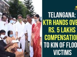 5 Lakh Cheques to Families of Deceased Due to Rains, Families Deceased Due to Rains, Heavy Rains In Hyderabad, Hyderabad Rains, Hyderabad Rains news, KTR Hand over Rs 5 Lakh Cheques to Families of Deceased Due to Rains, Minister KTR, Telangana rains, telangana rains news, telangana rains updates
