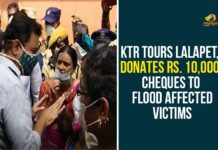 Flood Affected Victims, Heavy Rainfall In Hyderabad, Heavy Rains in Hyd, Heavy rains in Hyderabad, Hyderabad Rains, Hyderabad Rains news, KTR Donates 10000 Cheques, KTR Donates 10000 Cheques To Flood Affected Victims, KTR Tours Lalapet, Rains In Hyderabad, Telangana, Telangana Rains, telangana rains news, telangana rains updates