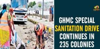 GHMC Special Sanitation Drive, GHMC Special Sanitation Drive Continues, Hyderabad, Intensive sanitation drive in 235 colonies in Hyderabad, Sanitation drive begins in Telangana, Sanitation Drive Continues In 235 Colonies Of GHMC, Sanitation drive extended, Special sanitation drive by GHMC