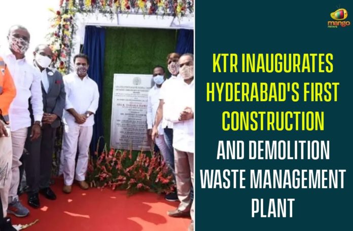 IMG-20201107-WA0012 C&D recycling plant at Jeedimetla, Construction and Demolition Waste Recycling Plant, Construction and Demolition Waste Recycling Plant at Jeedimetla, Jeedimetla, Jeedimetla C&D plant, Jeedimetla debris recycling plant, KTR, KTR Inaugurates Construction and Demolition Waste Recycling Plant, KTR inaugurates construction waste recycling plant, Minister KTR