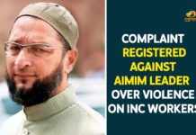 AIMIM, AIMIM Leader, AIMIM Leader Akbaruddin Owaisi, AIMIM Leader Violence On INC Workers, akbaruddin owaisi, All India Majlis-e-Ittehadul Muslimeen, Complaint Registered Against AIMIM Leader, Mango News, MLA of Nampally Constituency, MLA of Nampally Constituency Jaffer Hussain Meraj