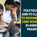 Andhra government, Andhra Government To Open Polytechnic Classes, andhra pradesh, Andhra Pradesh Government, AP NEWS, Mango News, Polytechnic And ITI Classes To Resume, Polytechnic And ITI Classes To Resume From 23rd November, Polytechnic And ITI Classes To Resume In Andhra Pradesh, Polytechnic Colleges To Open in AP, Polytechnics ITIs in Andhra to open
