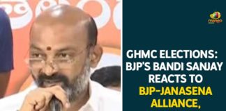 Bandi Sanjay, BJP Bandi Sanjay Reacts To BJP-JanaSena Alliance, BJP President Bandi Sanjay, BJP President Bandi Sanjay Kumar, BJP-Janasena Alliance, GHMC, GHMC Elections, GHMC polls, Greater Hyderabad Municipal Corporation, Hyderabad, janasena party, Mango News, President of the BJP in Telangana, TRS Government