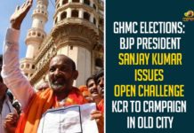 BJP President, BJP President Sanjay Kumar, BJP President Sanjay Kumar Issues Open Challenge KCR, GHMC Elections, GHMC Elections 2020, GHMC Elections Latest News, GHMC Elections News, GHMC Elections Updates, GHMC Nominations, Greater Hyderabad Municipal Corporation, Mango News, Sanjay Kumar Challenge KCR To Campaign In Old City