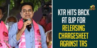 BJP Chargesheet Against TRS, Chargesheet Against TRS, GHMC Elections, GHMC Elections 2020, GHMC Elections Latest News, GHMC Elections News, GHMC Elections Updates, GHMC Nominations, Greater Hyderabad Municipal Corporation, KTR Hits Back At BJP, KTR Hits Back At BJP For Releasing Chargesheet Against TRS, KTR roadshow at Zaheeranagar Chowrasta, Mango News