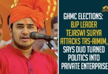 GHMC Elections: BJP Leader Tejaswi Surya Attacks TRS-AIMIM, Says Duo Turned Politics Into Private Enterprise
