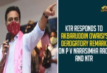 Akbaruddin Owaisi, GHMC, GHMC Elections, GHMC Elections 2020, GHMC Elections Latest News, GHMC Elections News, GHMC Elections Updates, Greater Hyderabad Municipal Corporation, KTR Condemned MLA Akbaruddin Owaisi Comments, Mango News, Minister KTR, MLA Akbaruddin Owaisi, MLA Akbaruddin Owaisi Comments, MLA Akbaruddin Owaisi Comments on PV Narasimha Rao and NTR