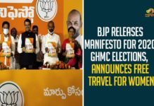 BJP Releases Manifesto For 2020 GHMC Elections, Announces Free Travel For Women BJP Manifesto, BJP Manifesto For GHMC Elections, BJP Manifesto For GHMC Elections 2020, BJP Manifesto LIVE, BJP release GHMC election 2020 manifesto, BJP Releases Manifesto, BJP Releases Manifesto For GHMC Elections, GHMC, GHMC Elections, GHMC Elections 2020, GHMC Elections News, GHMC Elections Updates, Mango News