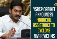 YSRCP Cabinet Announces Financial Assistance To Cyclone Nivar Victims