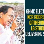 Campaigning For GHMC Elections, CM KCR Public Meeting, CM KCR Public Meeting At LB Stadium, CM KCR Public Meeting in LB Stadium, CM KCR Public Meeting LB Stadium, GHMC Elections, GHMC Elections 2020, GHMC Elections Campaigning, GHMC Elections News, GHMC Elections Updates, Greater Hyderabad Municipal Corporation, KCR Public Meeting, Mango News
