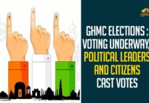 GHMC Elections : Voting Underway, Political Leaders And Citizens Cast Votes,GHMC Elections,GHMC Elections 2020,GHMC,GHMC Elections Voting Underway,Political Leaders And Citizens Cast Votes,Greater Hyderabad Municipal Corporation,GHMC Elections Voting,GHMC Elections Underway,GHMC Elections Latest News,GHMC Elections Updates,Mango News,GHMC Elections Live Updates