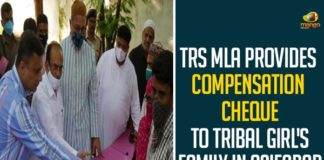 TRS MLA Provides Compensation Cheque To Tribal Girl’s Family In Asifabad,TRS,TRS Party,TRS MLA Provides Compensation Cheque,Compensation Cheque,Tribal Girl,Asifabad,TRS MLA Provides Compensation Cheque To Tribal Girls Family,Koneru Konappa,TRS MLA Koneru Konappa,TRS MLA,Telangana Government,Asifbad MLA,TRS MLA Provides Cheque To Tribal Girls Family,TRS MLA Compensation Cheque To Tribal Girl Family