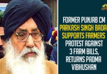 Former Punjab CM Parkash Singh Badal Supports Farmers Protest Against 3 Farm Bills, Returns Padma Vibhushan,Punjab,Punjab State,Parkash Singh Badal,Parkash Singh Badal Latest News,Mango News,Former Punjab CM Parkash Singh Badal,Parkash Singh Badal Supports Farmers Protest Against 3 Farm Bills,Farmers Protest,Farmers,Padma Vibhushan,Parkash Singh Badal Supports Farmers Protest,Parkash Singh Badal Against 3 Farm Bills,Parkash Singh Badal Returns Padma Vibhushan,Parkash Badal Returns Padma Vibhushan Award Over Farmers Protest,Former Punjab CM Parkash Singh Badal Award Returns