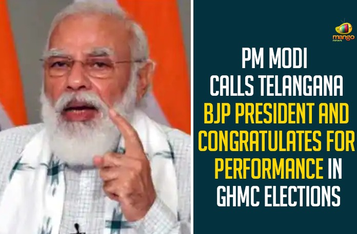 PM Modi Calls Telangana BJP President And Congratulates For Performance In GHMC Elections PM Modi Calls Telangana BJP President And Congratulates For Performance In GHMC Elections,Telangana,Telangana State,PM Modi,Narendra Modi,Prime Minister of India,PM Narendra Modi,Prime Minister Narendra Modi,BJP President,Telangana BJP President,GHMC Elections 2020 Updates,GHMC Elections 2020,GHMC Elections,GHMC Elections 2020 Latest News,GHMC,GHMC Elections Latest Updates,GHMC Elections 2020 Latest Reports,2020 GHMC Elections,GHMC Elections 2020 Live Updates,GHMC Polls,PM Narendra Modi Speaks To Telangana BJP Chief,PM Modi Lauds BJP Party Performance