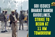 GoI Issues Bharat Bandh Guidelines, Strike To Begin At 11 AM Tomorrow,Nationwide Strike,Union Territory Governments,Farmers,Mango News,Farmers Protest,Bharat Bandh Tomorrow From 11 AM To 3 PM,Bharat Bandh From 11AM-3PM,Bharat Bandh Held From 11AM To 3 PM Tomorrow,Bharat Bandh,Farmers Unions,Bharat Bandh From 11AM-3PM Tomorrow,Bharat Bandh Will Held 11 AM To 3 PM Tomorrow,Bharat Bandh Tomorrow,Bharat Bandh Will Be From 11AM To 3PM On Dec 08,Farmers Protest Live Updates,Farmers Protest Latest News,Bharat Bandh on December 8,Bharat Bandh On 8 Dec,Farmers Unions Says Bharat Bandh From 11AM-3PM Tomorrow,Bharat Bandh To Begin At 11 AM Tomorrow