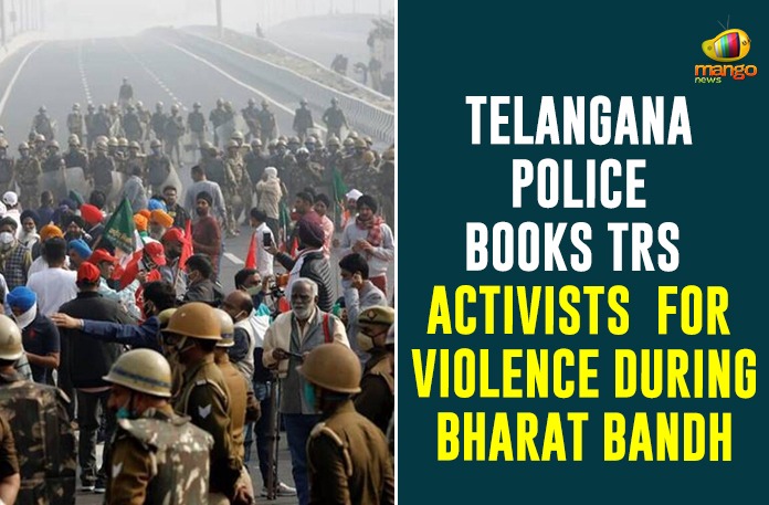Telangana Police Books TRS Activists For Violence During Bharat Bandh,TRS Activists Booked For Violence During Bharat Bandh,Videos Of TRS Workers Threatening People To Support Bandh,Telangana Police,Telangana,TRS Activists,Bharat Bandh,Bharat Bandh Updates,Telangana Police Books TRS Activists For Violence,TS Police Books TRS Activists For Violence During Bharat Bandh,Mango News,Nationwide Strike,Farm Laws,Telangana Police Latest News,Telangana Police News,Telangana Police Books TRS Activists,Telangana News,TS Police Books TRS Activists