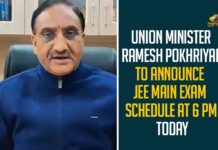 Union Minister Ramesh Pokhriyal To Announce JEE Main Exam Schedule At 6 PM Today,Ramesh Pokhriyal Is Going To Announce The Joint Entrance Exam JEE 2021 Schedule,Union Minister For Education Ramesh Pokhriyal,Education Minister Ramesh Pokhriyal,IIT JEE,JEE Mains,JEE Advance,Neet,Cbse,JEE Mains 2021 Latest News,JEE Mains 2021 Exam Date,JEE Mains 2021 Syllabus,JEE Mains 2021 Date,JEE Mains 2021 Application Form,JEE Mains 2021 Application Form Date,JEE Mains 2021 Application,JEE Mains 2021 Application Form January,JEE Mains 2021 Latest News,JEE Main,JEE 2021,JEE 2021 Latest News,JEE Mains 2021,JEE 2021,JEE Main 2021,Jee Mains 2021,Ramesh Pokhriyal To Announce JEE Main Exam Schedule At 6 PM Today,JEE Main Exam Schedule At 6 PM Today,Mango News