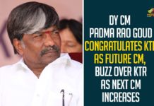 Deputy Speaker Padma Rao Goud, Deputy Speaker Padma Rao Goud Congratulated Minister KTR, KTR, KTR As CM of Telangana, KTR As Future CM of Telangana, KTR Set to Replace Father KCR as Telangana CM, Mango News, Minister KTR As Future CM of Telangana, Padma Rao Goud Congratulated Minister KTR, Telangana CM, Telangana Next CM, Telangana Next CM KTR