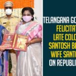 2021 Republic Day Celebrations, 72nd Republic Day, Colonel Santosh Babu, Colonel Santosh Babu Wife Santoshi, Colonel Santosh Babu Wife Santoshi On Republic Day, Mango News, republic day, Republic Day 2021, Republic Day Celebrations, Santosh Babu Wife Santoshi, Tamilisai Soundararajan, Telangana Governor, Telangana Governor Felicitates Late Colonel Santosh Babu, Telangana Governor Tamilisai Soundararajan