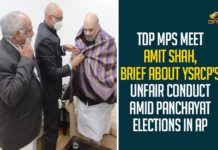 2021 AP Gram Panchayat Elections, amit shah, Andhra Pradesh Government, Andhra Pradesh panchayat elections, AP Gram Panchayat Elections, AP Gram Panchayat Elections News, AP Local Body Polls, AP Panchayat polls, AP Panchayat polls 2021, AP Political Updates, Mango News, Panchayat polls, TDP MPs Meet Amit Shah, YSRCP’s Unfair Conduct Amid Panchayat Elections In AP