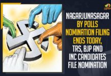 BJP and TRS draw battlelines for Nagarjuna Sagar byelection, BJP Candidates, BJP Candidates Filed Nomination, Congress, Mango News, Mango News Telugu, Nagarjuna Sagar, Nagarjuna Sagar Assembly By-election, Nagarjuna Sagar Assembly By-election Latest News, nagarjuna sagar by election trs candidate, Nagarjuna Sagar By-election, Nagarjuna Sagar Elections, Nagarjunasagar Assembly bypoll, TRS, TRS BJP announce candidates for Nagarjuna Sagar bypoll
