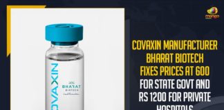 Bharat Biotech, Bharat Biotech Announces Covaxin Price, Bharat Biotech announces Covaxin prices, Bharat Biotech announces price of Covaxin, Bharat Biotech Covaxin, Bharat Biotech Covaxin Price, Bharat Biotech COVAXIN to Cost Rs 600 For State Govts, Covaxin Price, Covaxin Price 1200 Per Dose for Private Hospitals, Covaxin Price 600 for State Govt, Covaxin price for state hospitals private hospitals, Mango News, Rs 1200 Per Dose for Private Hospitals and Rs 600 for State Govts
