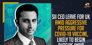 SII CEO Leave For UK Amid Aggressive Pressure For COVID-19 Vaccine, Likely To Begin Outside India Production,Mango News,SII CEO Leave For UK Amid Aggressive Pressure,COVID-19 Vaccine,COVID-19,India,India COVID-19,India COVID-19 Live,India COVID-19 Live Updates,India COVID-19 Latest Reports,Coronavirus,India Coronavirus Live Updates,Adar Poonawalla,Adar Poonawalla News,Adar Poonawalla On Twitter,Adar Poonawalla Tweet,SII CEO Adar Poonawalla,SII CEO,SII CEO Latest News,SII CEO News,SII CEO On Vaccine Pressure,SII CEO On COVID-19 Vaccine Pressure,Adar Poonawalla On COVID-19 Vaccine,Adar Poonawalla To Leave For The UK