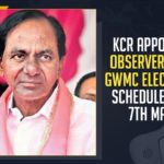 KCR Appoints Observers For GWMC Elections Scheduled On 7th May,Mango News, Latest Breaking News 2021, Political News 2021, GWMC Elections, GWMC Elections 2021, CM KCR appoints TRS observers for Mayor, Municipal Chairpersons Elections, Assam Assembly Election 2021, Telangana Latest Political Election News Update, Chief Minister of Telangana, Upcoming Mayoral Elections, GWMC Elections