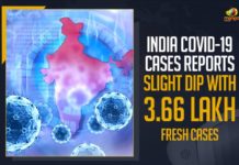 India COVID-19 Cases Reports Slight Dip With 3.66 Lakh Fresh Cases India COVID-19 Cases Reports Slight Dip With 3.66 Lakh Fresh Cases, Mango News, Latest Breaking News 2021, COVID-19 infection in India, India COVID 19 Cases, India COVID-19 Single Day Cases, India Single Day Cases, Indian Council of Medical Research, Novel Coronavirus Cases, Oxygen and Proper Medication, Union health ministry, Union Ministry of Health and Family Welfare