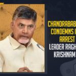 Chandrababu Naidu Condemns Illegal Arrest Of Leader Raghurama Krishnam Raju, Mango News, Latest Breaking News 2021, Andhra Pradesh covid cases,coronavirus patients in Andhra, Andhra Pradesh MP Raghurama Krishnam Raju,MP Raghurama Krishnam Raju, AP High Court, AP High Court Dismisses Bail Plea Of Andhra, Central Investigation Department, MP Raghurama Krishnam Raju Arrest