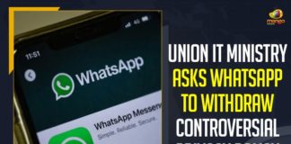 Union IT Ministry Asks WhatsApp To Withdraw Controversial Privacy Policy, Mango News, Latest Breaking News 2021, Union IT Ministry, Withdraw Controversial Privacy Policy, Ministry of Electronics and Information Technology, WhatsApp to withdraw its new privacy policy, withdraw new privacy policy, WhatsApp privacy policy, withdraw controversial privacy policy