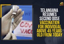 Telangana Resumes Second Dose Vaccination For Individual Above 45 Years Old From Today CM KCR Instructed Officials to Start the Second Dose Covid Vaccination Programme, COVID-19, Covid-19 Vaccine Distribution updates, Distribution For Covid-19 Vaccine, India Covid Vaccination, KCR Instructed Officials to Start the Second Dose Covid Vaccination, Mango News, Second Dose Covid Vaccination Programme, Telangana govt to resume second dose vaccination, Telangana to resume second dose of vaccination, Telangana to resume second dose of vaccination from today, Telangana to take up second dose of vaccination, Vaccination to resume today, Vaccine Distribution