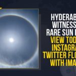 #SunHalo #SunHaloInHyderabad #Hyderabad2021, are view of Sun Halo, bright halo around the Sun, Hyderabad, Hyderabad Witnesses Rare Sun Halo View Today, Hyderabad Witnesses Rare Sun Halo View Today Instagram Twitter Flooded With Images, Mango News, Rare Sun Halo spotted, Rare Sun Halo spotted in Hyderabad, Rare Sun Halo View, Rare Sun Halo View In Hyderabad, Rare Sun Halo View Today, Sun looked different from usual