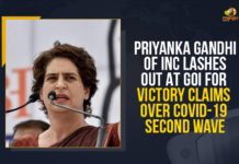 COVID-19 Second Wave, Governance failure in UP, ICU, Mango News, Prime Minister, priyanka gandhi, Priyanka Gandhi News, Priyanka Gandhi Of INC, Priyanka Gandhi Of INC Lashes Out At GoI, Priyanka Gandhi Of INC Lashes Out At GoI For Victory Claims, Priyanka Gandhi Of INC Lashes Out At GoI For Victory Claims Over COVID-19 Second Wave, Priyanka Gandhi Vadra, Standing Committee of Parliament, Ventilator