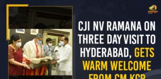 CJI NV Ramana On Three Day Visit To Hyderabad, CJI NV Ramana On Three Day Visit To Hyderabad Gets Warm Welcome From CM KCR, CJI NV Ramana Visit To Hyderabad, CJI Ramana accorded warm welcome in Hyderabad, CJI Ramana accorded warm welcome on three-day visit, CJI Ramana arrives in Hyderabad, Grand welcome to CJI NV Ramana in Hyderabad, Justice NV Ramana India, Mango News, NV Ramana