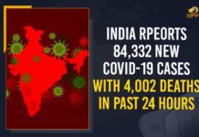 India Rpeorts 84,332 New COVID-19 Cases With 4,002 Deaths In Past 24 Hours Coronavirus Cases, coronavirus cases in india state wise, coronavirus cases in india today state wise, coronavirus cases india, coronavirus india, India Coronavirus, India Covid-19 Updates, New Confirmed Corona Cases, total corona cases in india today, total corona positive in india,mango news