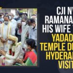 CJI NV Ramana And His Wife Visit Yadadri Temple During Hyderabad Visit CJI NV Ramana And His Wife Visit Yadadri Temple During Hyderabad Visit