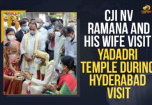 CJI NV Ramana And His Wife Visit Yadadri Temple During Hyderabad Visit CJI NV Ramana And His Wife Visit Yadadri Temple During Hyderabad Visit