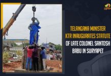 Telangana Minister KTR Inaugurates Statute Of Late Colonel Santosh Babu In Suryapet Colonel Santosh Babu, Colonel Santosh Babu Statue, KTR Unveiled Martyr Colonel Santosh Babu Statue, KTR Unveiled Martyr Colonel Santosh Babu Statue at Suryapet, Mango News, Martyr Colonel Santosh Babu, Martyr Colonel Santosh Babu Statue, Martyr Colonel Santosh Babu Statue at Suryapet, Minister KTR, Minister KTR Unveiled Martyr Colonel Santosh Babu Statue, Minister KTR Unveiled Martyr Colonel Santosh Babu Statue at Suryapet, One year of Galwan valley clash, Suryapet