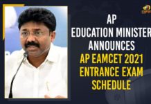 AP Education Minister Announces AP EAMCET 2021 Entrance Exam Schedule Adimulapu Suresh Announced EAPCET-2021 Schedule, AP EAMCET 2021 Exam Dates, AP EAMCET 2021 Latest News, AP EAMCET 2021 Schedule, AP EAMCET 2021 Schedule Released, AP Education Minister, AP Education Minister Adimulapu Suresh, AP Education Minister Adimulapu Suresh Announced EAPCET, AP Education Minister Adimulapu Suresh Announced EAPCET-2021 Schedule, AP Education Minister releases 2021 AP EAMCET schedule, Eamcet Schedule, EAPCET 2021, EAPCET-2021 Schedule, Education minister Adimulapu Suresh, Mango News