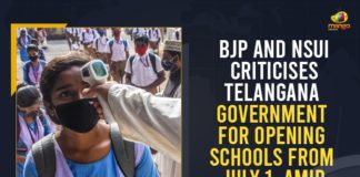 Bharatiya Janata Party, BJP And NSUI Criticises Telangana Government, BJP And NSUI Criticises Telangana Government For Opening Schools From July 1, Central Government, COVID-19 Guidelines, Mango News, National Students Union of India, NSUI oppose reopening of schools and colleges, Opening Schools From July 1, reopen the educational institutions, Schools in Telangana to reopen, Schools should reopen only after all students are vaccinated, Telangana unlocks