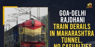 Delhi-Goa Rajdhani Express train derails in Maharashtra, Delhi-Goa Rajdhani Train Derails Inside Karbude Tunnel, Goa-bound Rajdhani Express derails inside tunnel, Goa-Delhi Rajdhani Express derails, Goa-Delhi Rajdhani Train, Goa-Delhi Rajdhani Train Derails In Maharashtra, Goa-Delhi Rajdhani Train Derails In Maharashtra Tunnel, Goa-Delhi Rajdhani Train Derails In Maharashtra Tunnel No Casualties Reported, Maharashtra Tunnel of Ratnagiri station, Mango News, Nizamuddin-Madgaon Rajdhani Superfast Special, Rajdhani Express derails near Ratnagiri, Ratnagiri station